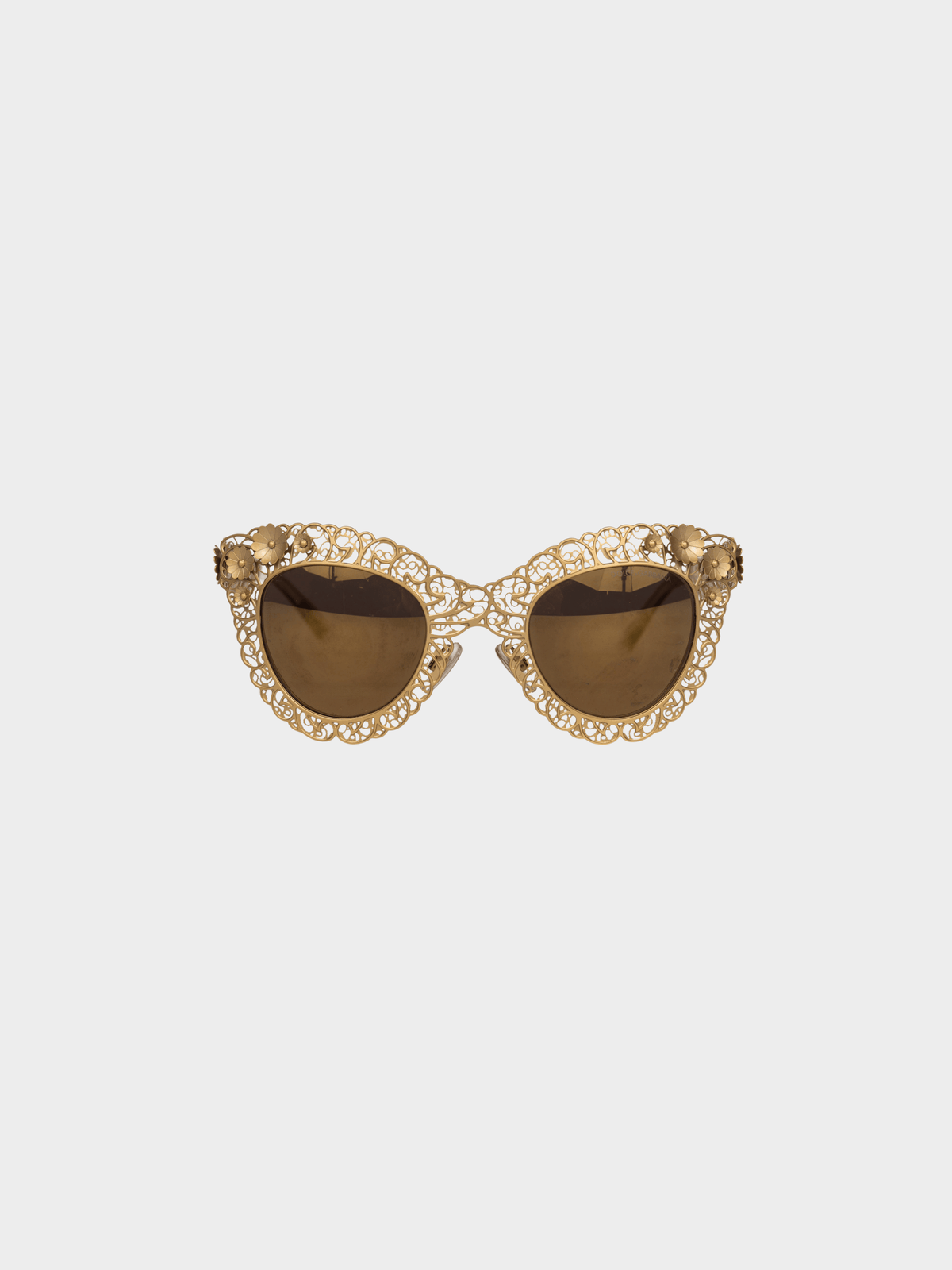 Dolce and Gabbana 2014 Filigrana Gold Floral Cat-Eye Sunglasses