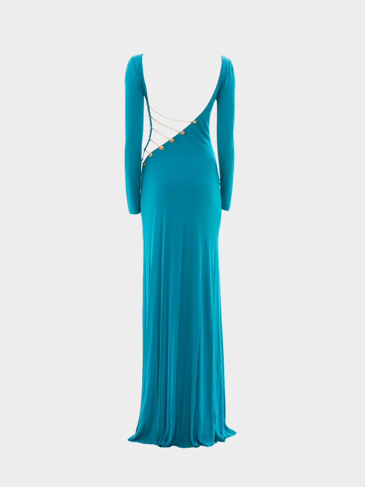 Emilio Pucci 2000s Teal Evening Dress with Gold Embellishment