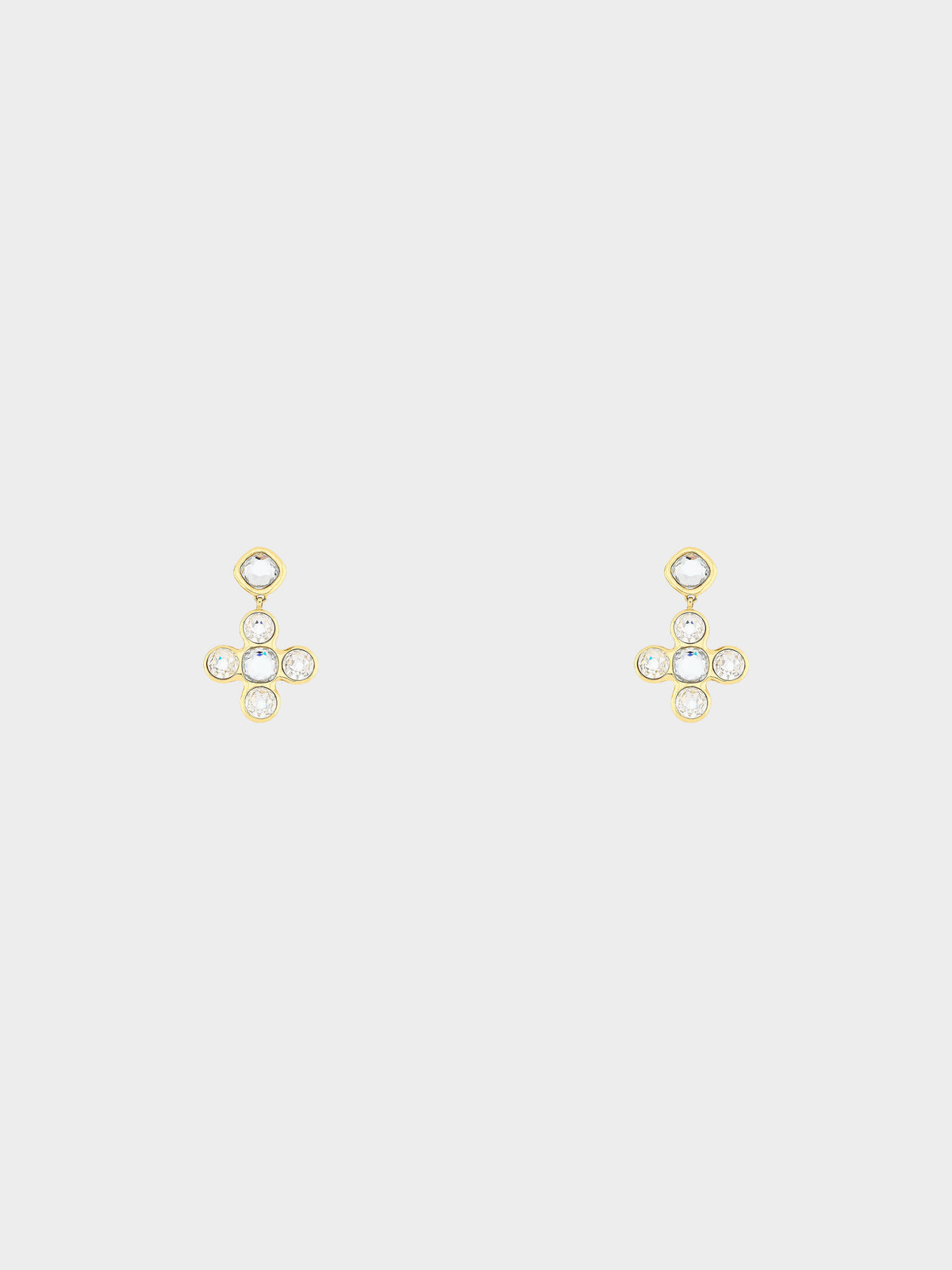 Yves Saint Laurent 1990s Gold Cross Rhinestone Clip-on Earrings