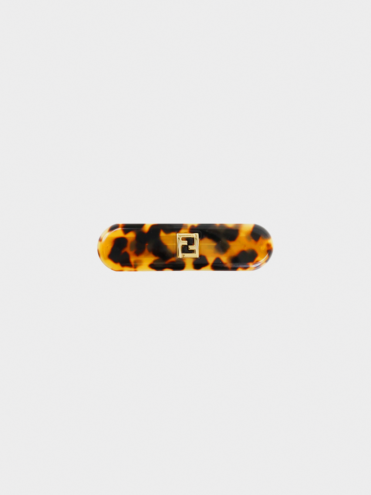 Fendi 2010s Brown Leopard FF Logo Barrette