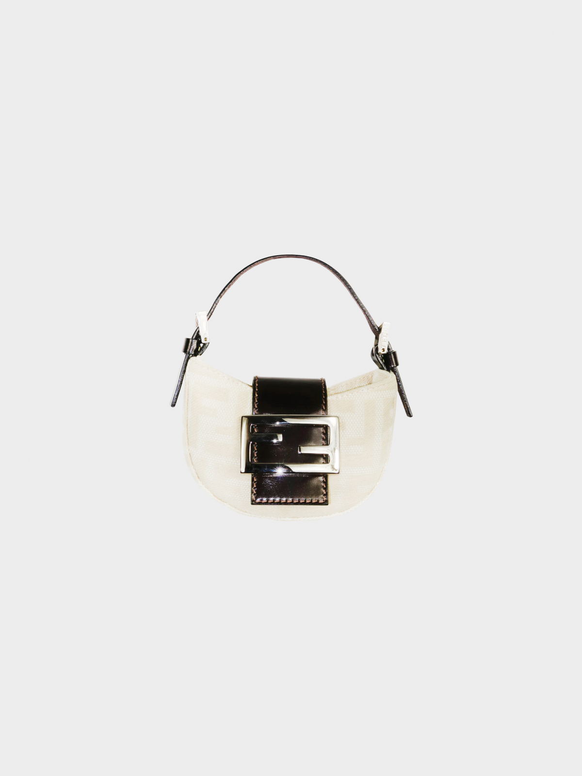Fendi 2000s Beige Canvas Monogram Mini Croissant Bag