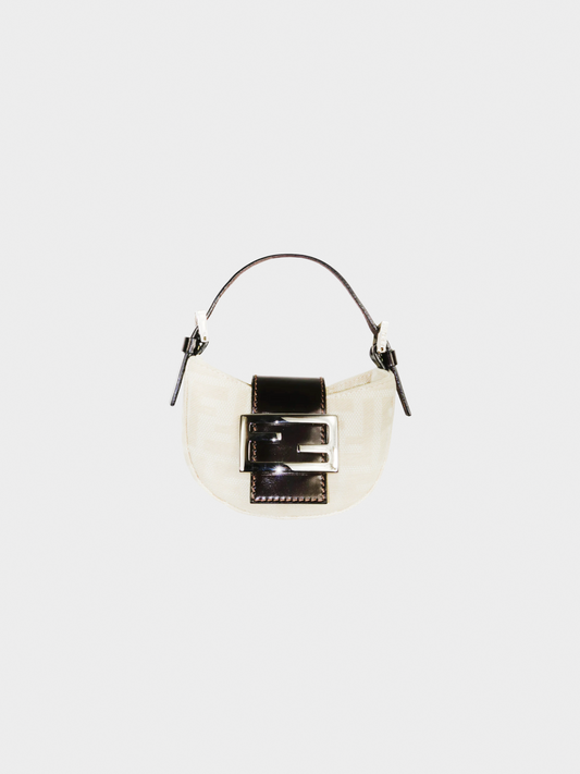 Fendi 2000s Beige Canvas Monogram Mini Croissant Bag