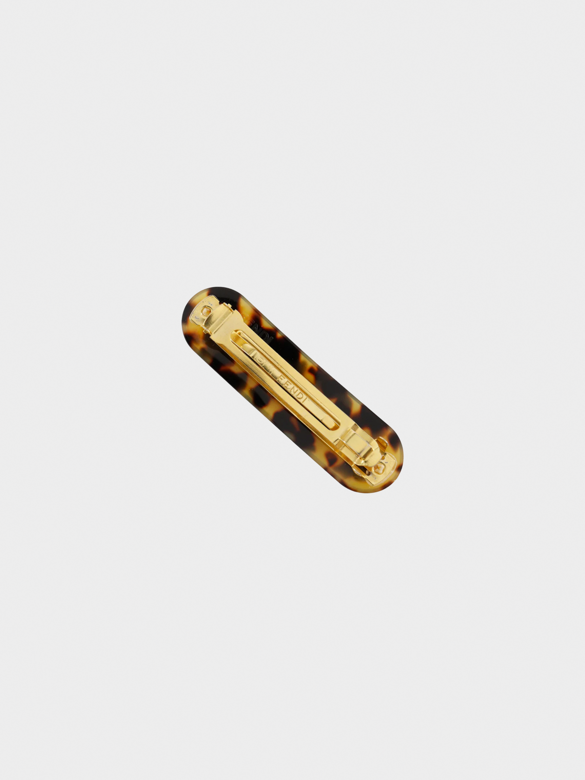 Fendi 2010s Brown Leopard FF Logo Barrette