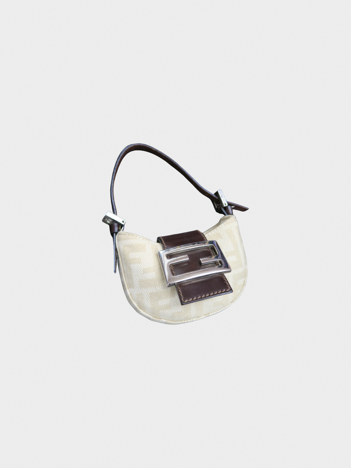 Fendi 2000s Beige Canvas Monogram Mini Croissant Bag
