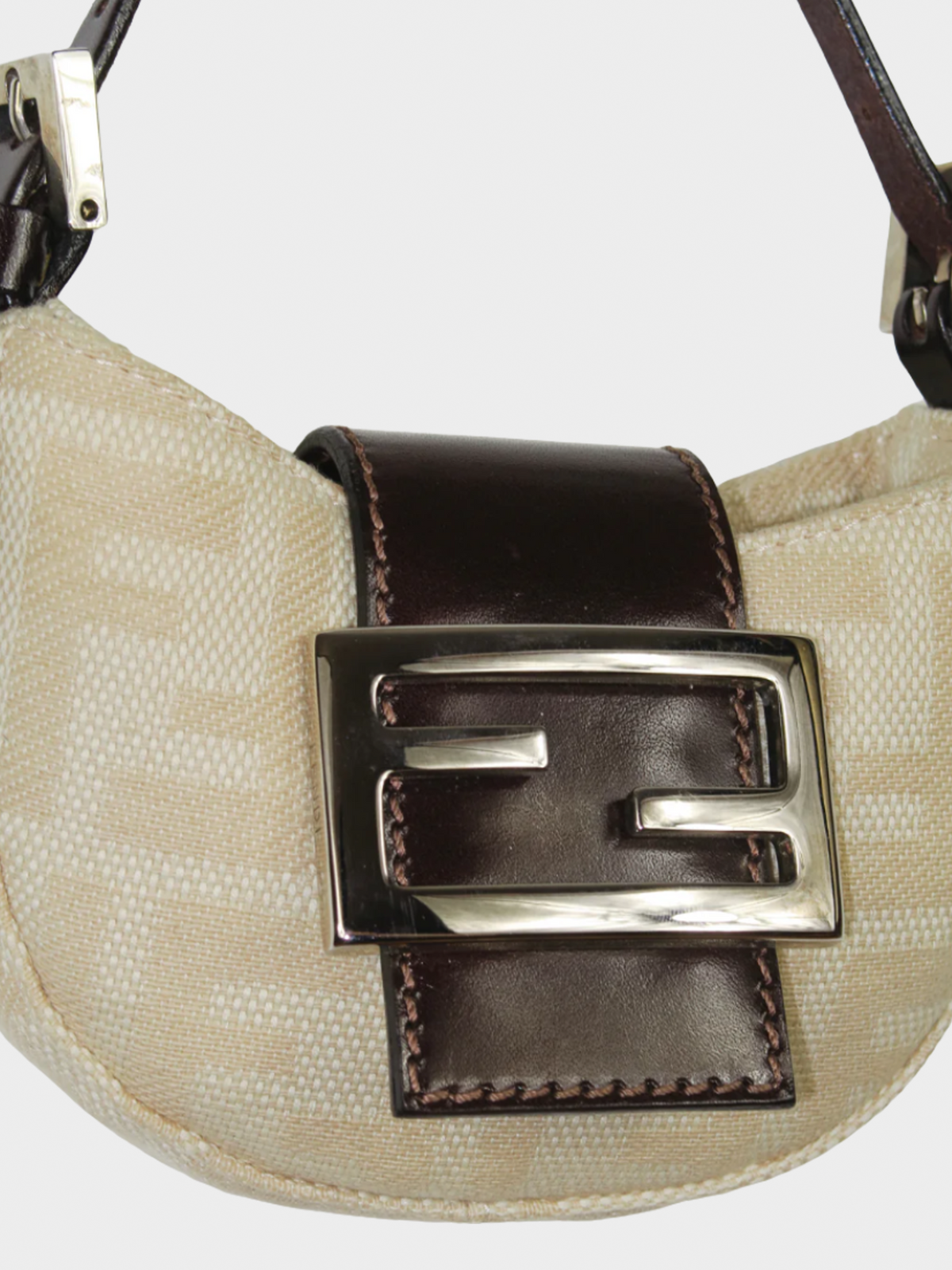 Fendi 2000s Beige Canvas Monogram Mini Croissant Bag