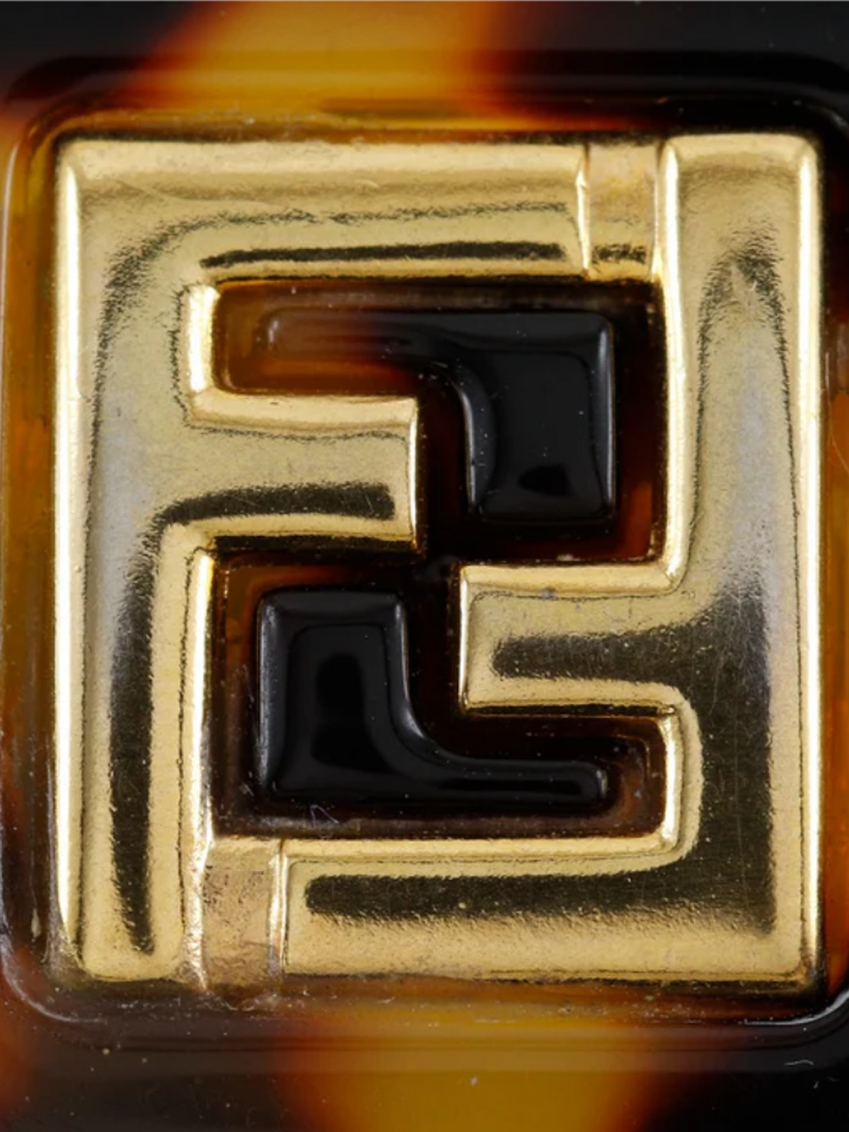Fendi 2010s Brown Leopard FF Logo Barrette