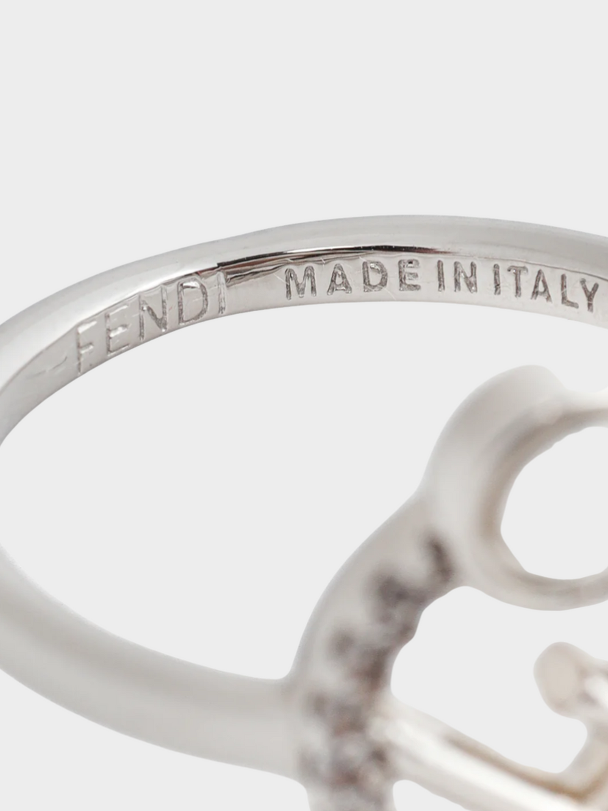 Fendi 2020s F is Fendi Pearl & Crystal Palladium-Plated Ring
