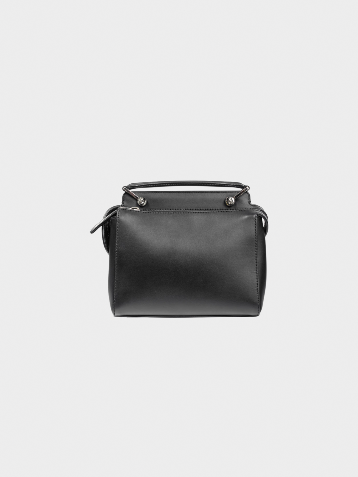 Fendi 2016 Black Dotcom Whipstitch Leather Satchel