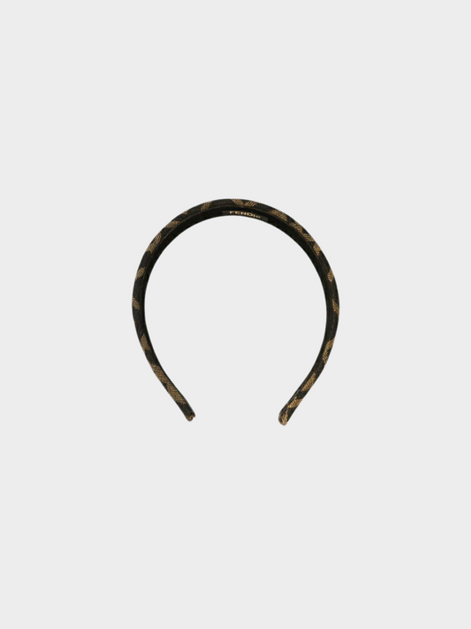 Fendi 2010s Brown Zucca Logo Monogram Headband