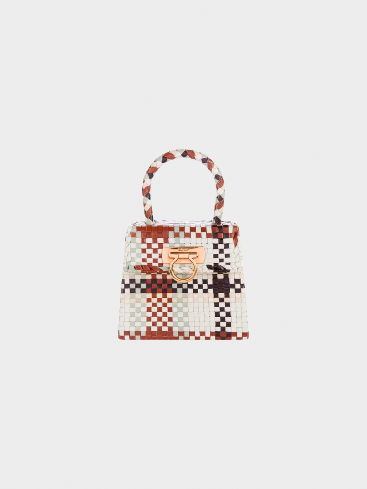 Salvatore Ferragamo 2000s Gancini Leather Intrecciato Top Handle Bag