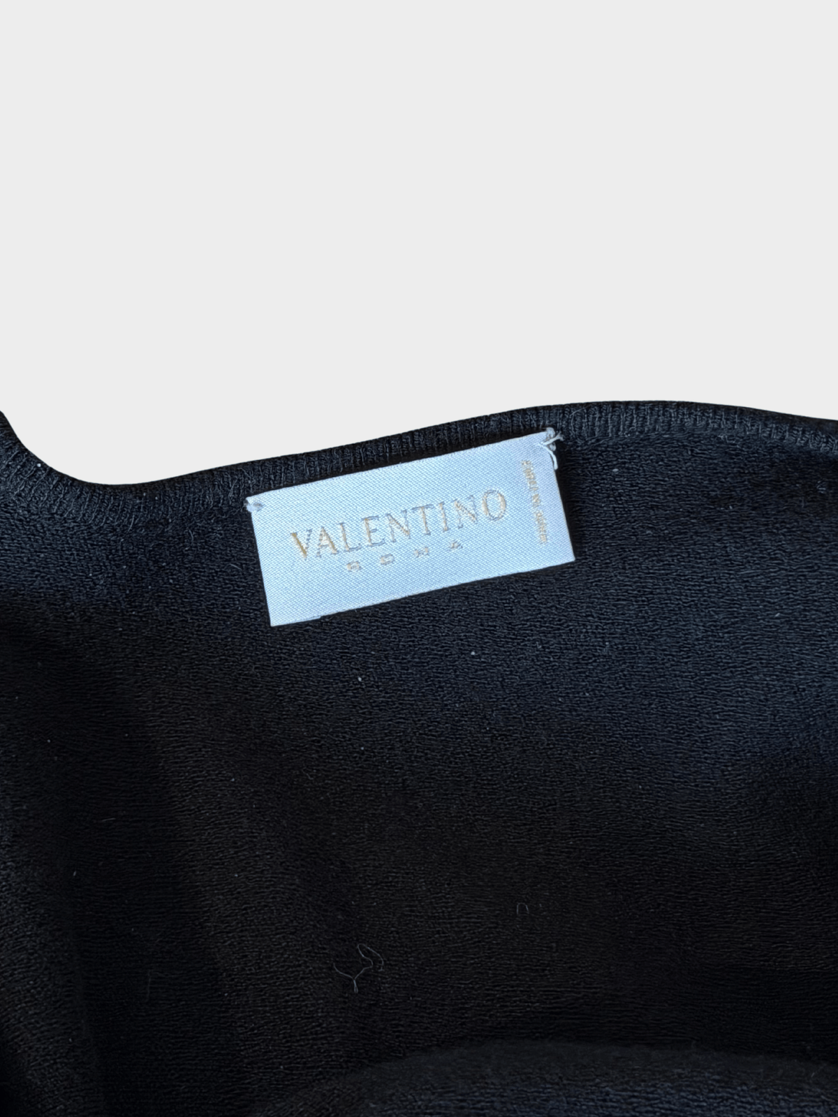 Valentino 2000s Black Wool Mesh Beaded Top