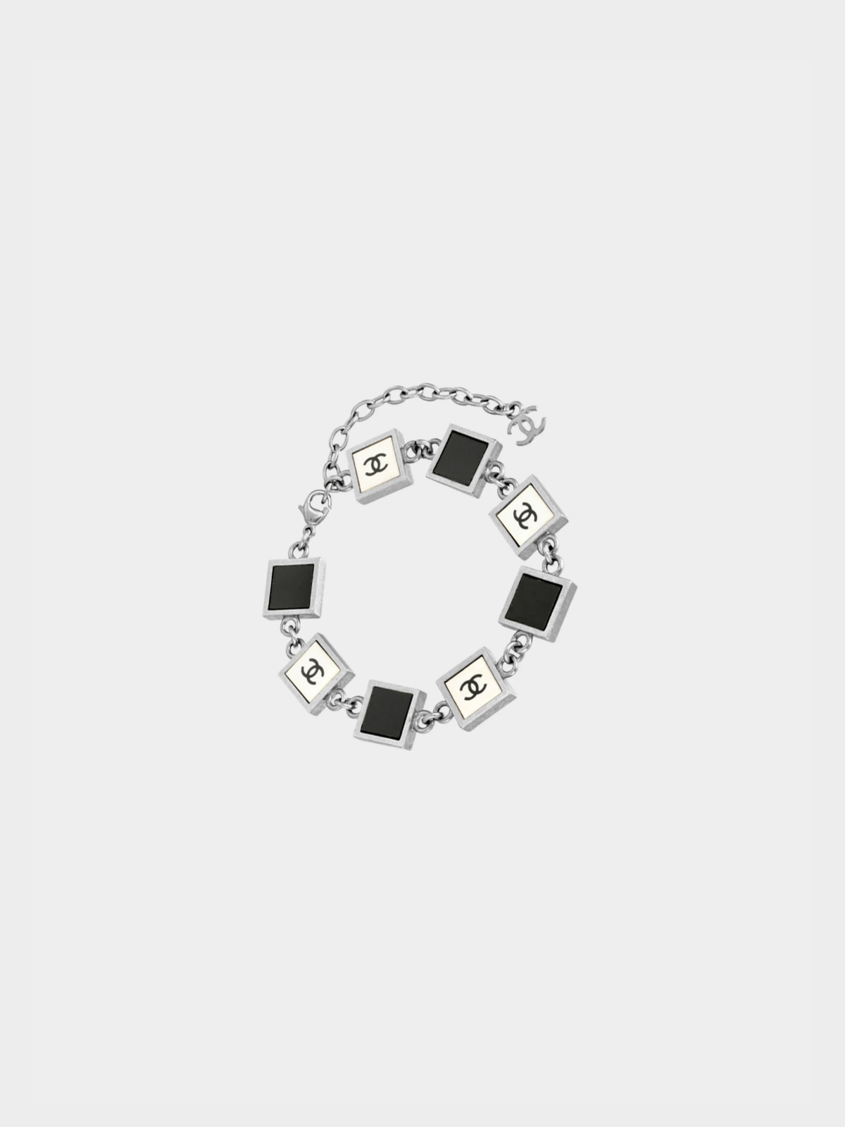 Chanel 2000s Black and White Square Charm Bracelet
