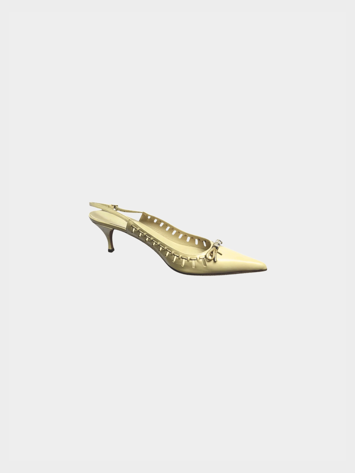 Gucci 2000s Beige Leather Bow Tie Slingback Mules