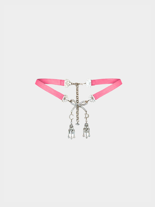 Christian Dior 2000s Pink rhinestone belt