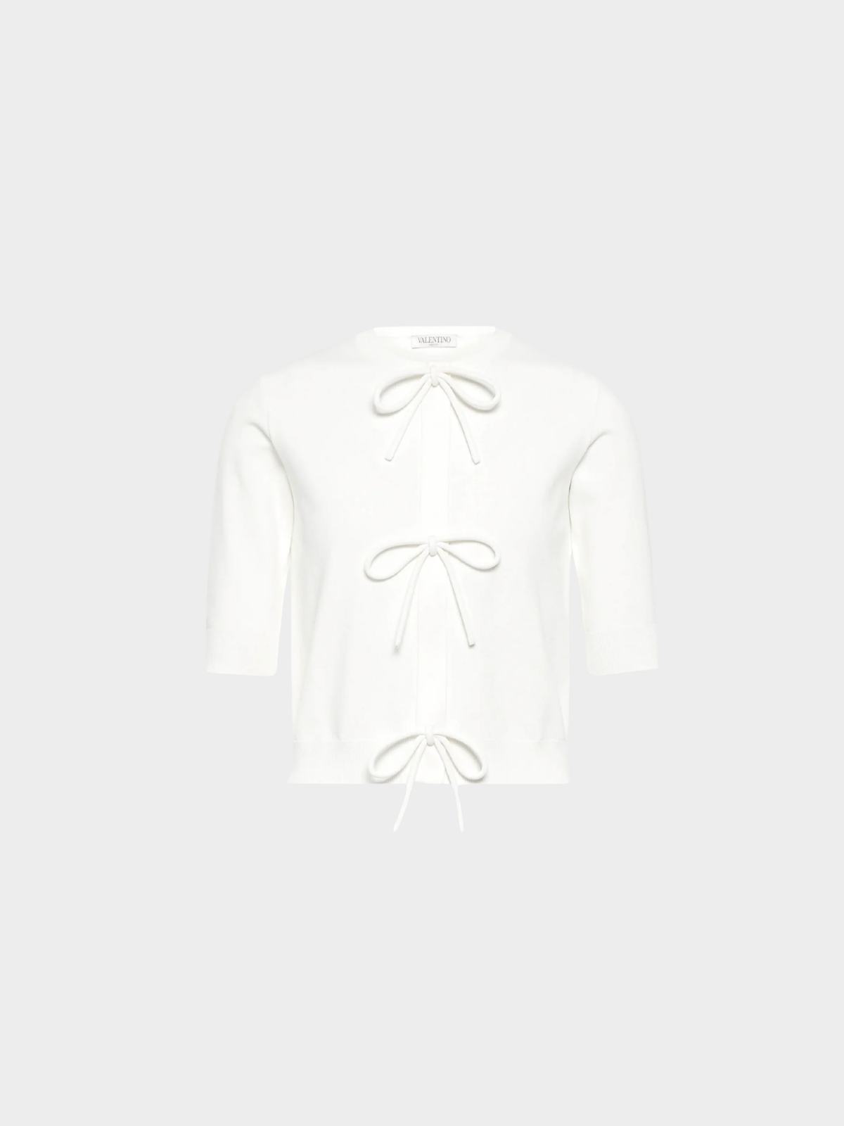 Valentino 2023 White Tie-front cropped cardigan