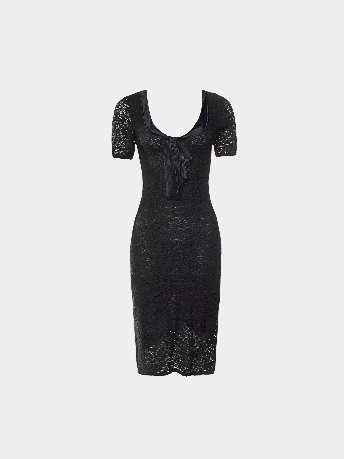Dolce and Gabbana 2000s Black Lace Midi Pearl Dress