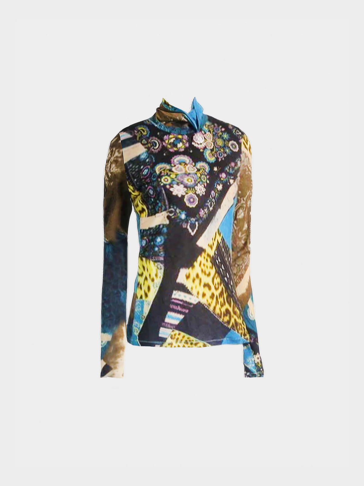 Roberto Cavalli 2000s Multicoloured Galaxy Printed Turtleneck Top