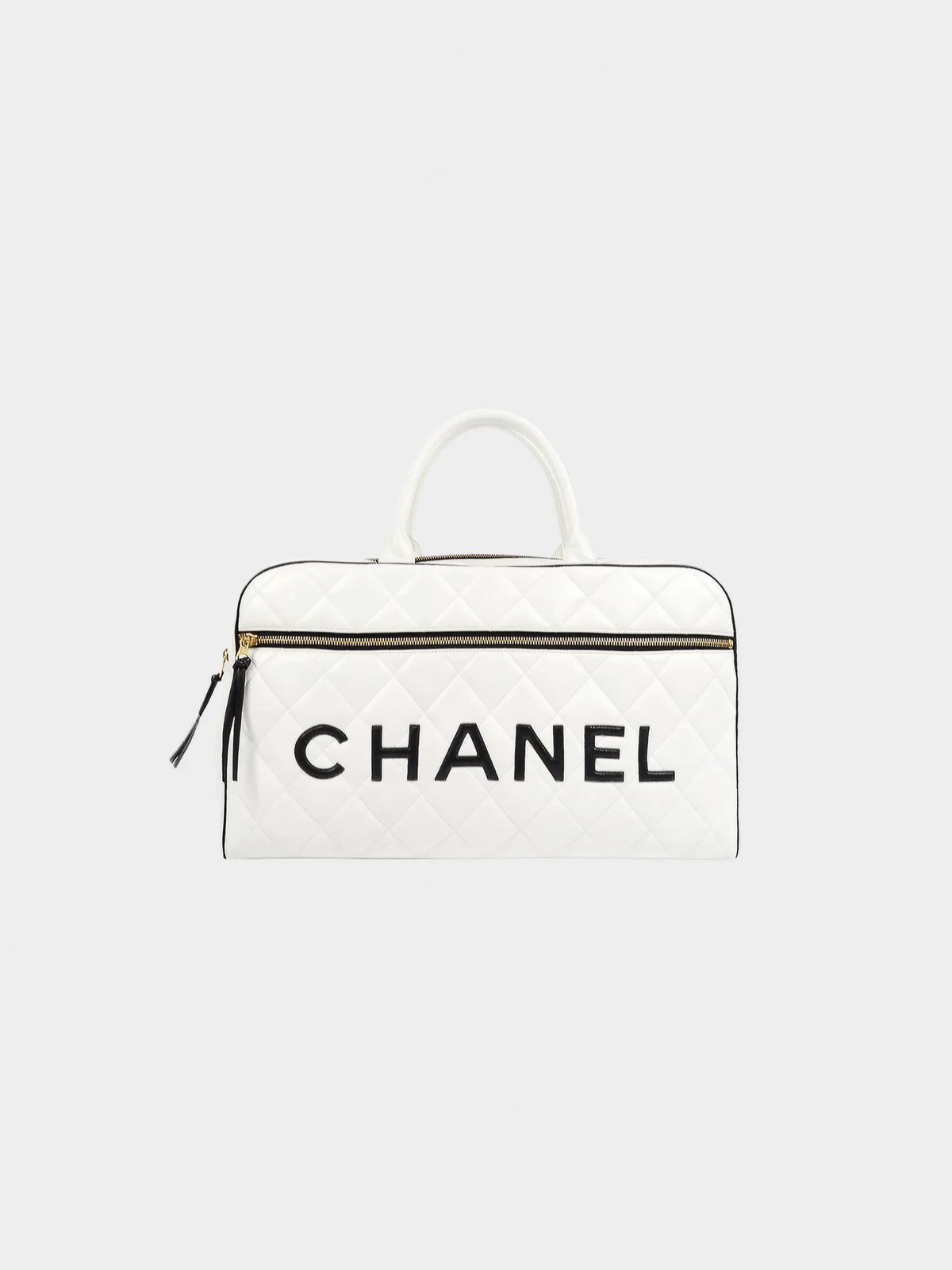 Chanel 1995 White Leather Logo-print Bowling Bag