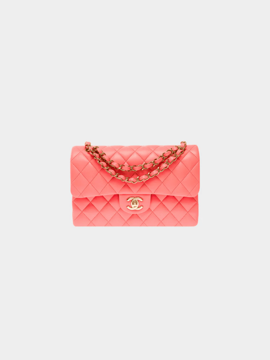 Chanel 2021 Coral Pink Caviar Quilted Flap Bag