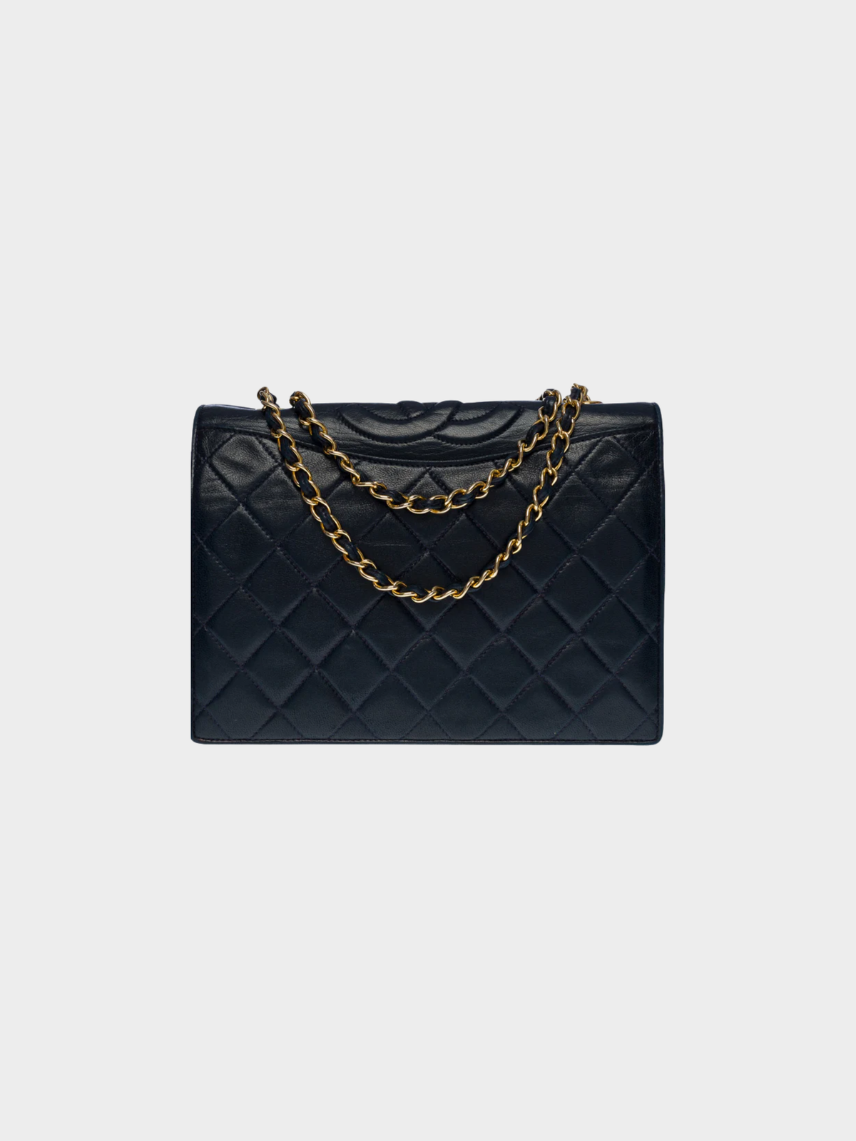 Chanel 1990s Navy Leather Full Flap Handbag