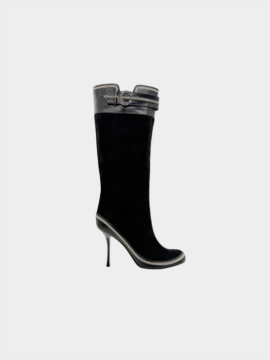 Christian Dior SS 2005 Black suede boots