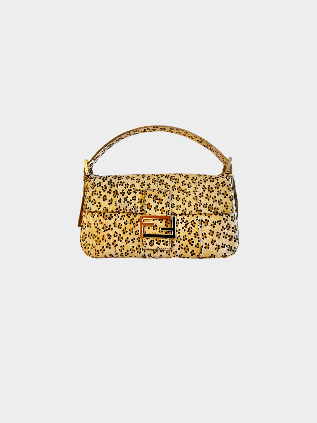 Fendi 2000s Leopard Print Python Baguette Bag