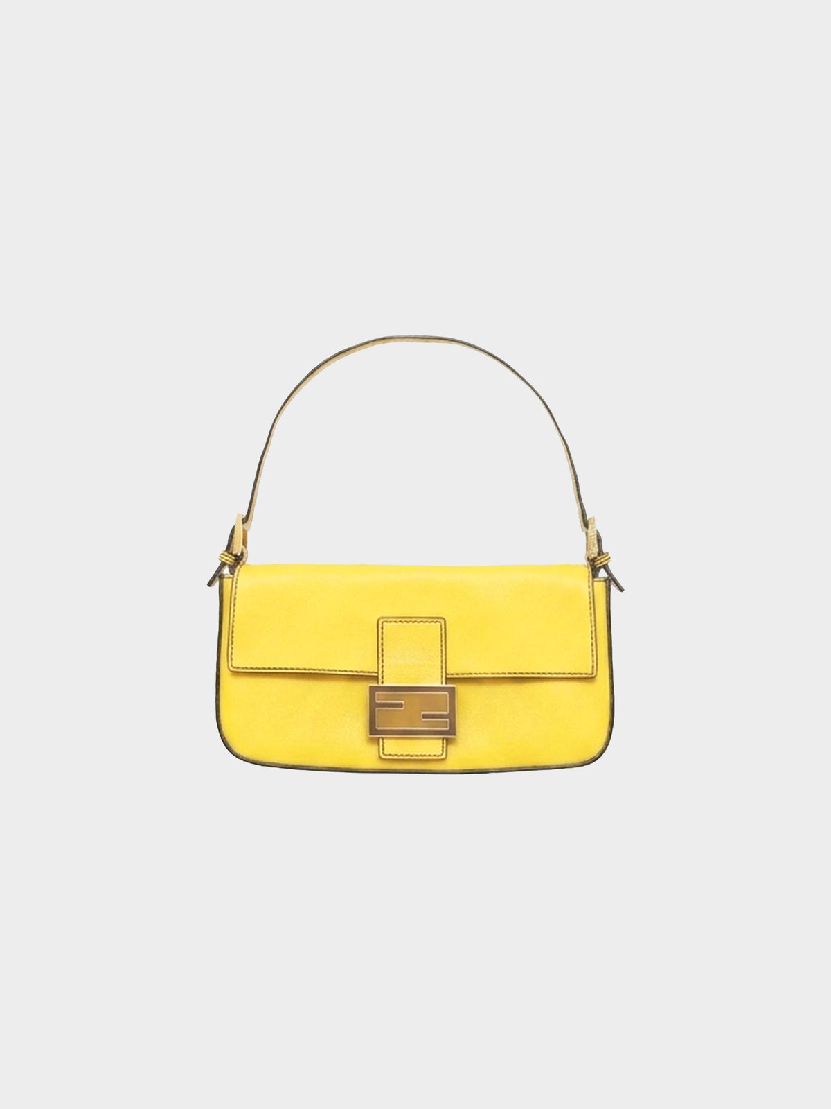 Fendi 2013 Yellow Leather Enameled FF Logo Baguette