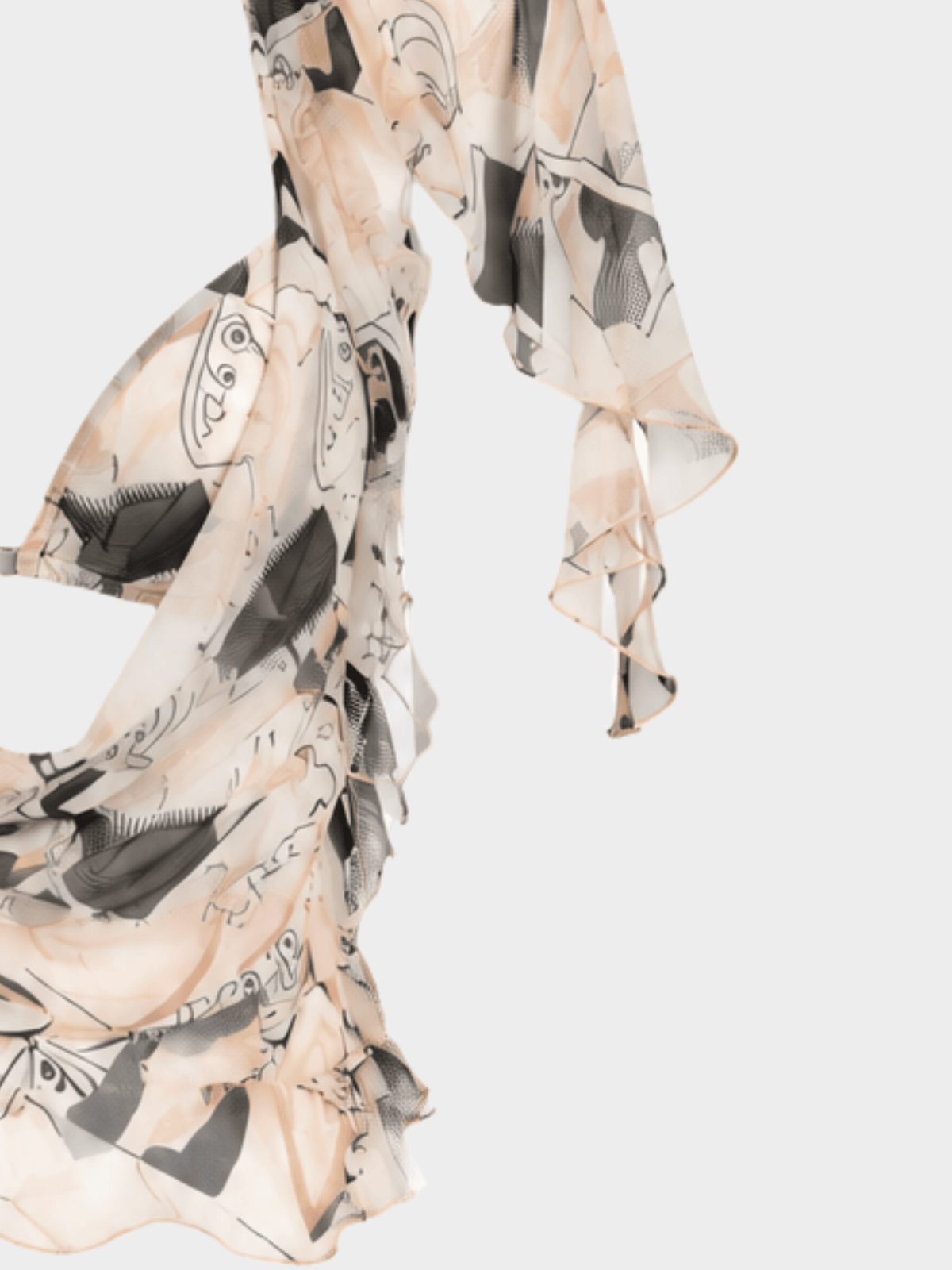 Fendi 2000s Silk Chiffon Ruffled Top with Matching Bra