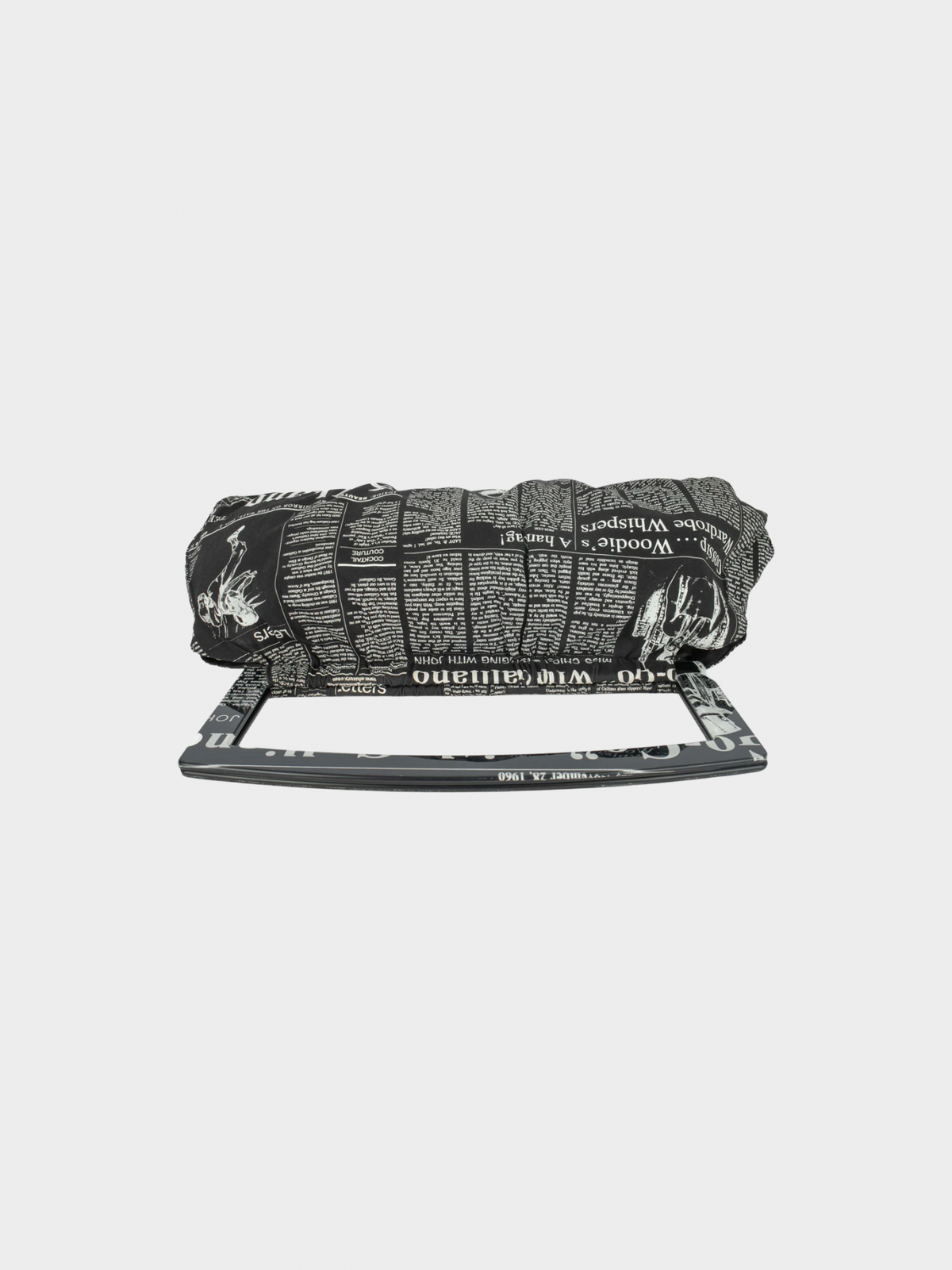 John Galliano 2000s Newspaper Print Top Handle Bag
