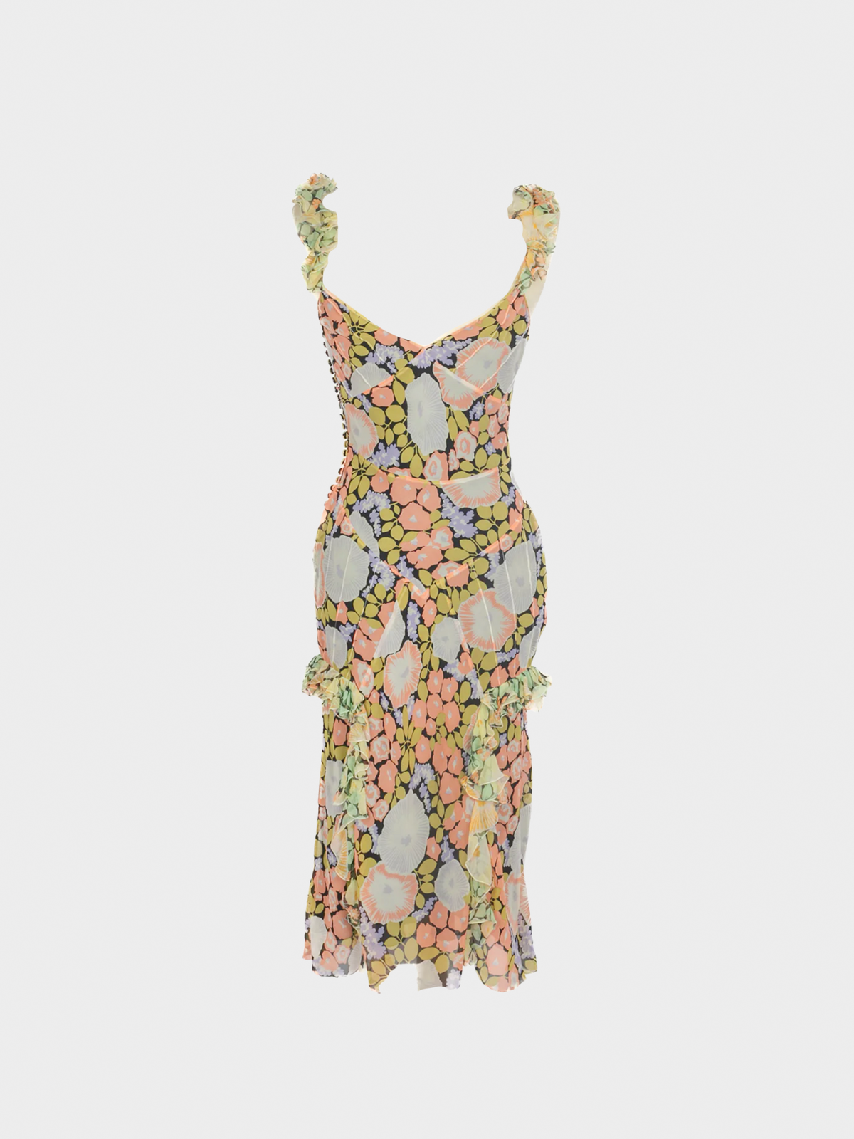 John Galliano 1990s Floral Multicoloured Silk Dress