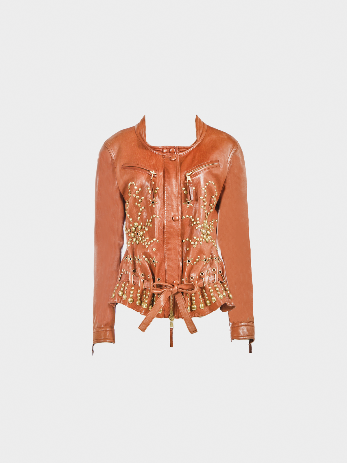 Gianfranco Ferré SS 2006 Brown Sequined Leather Jacket