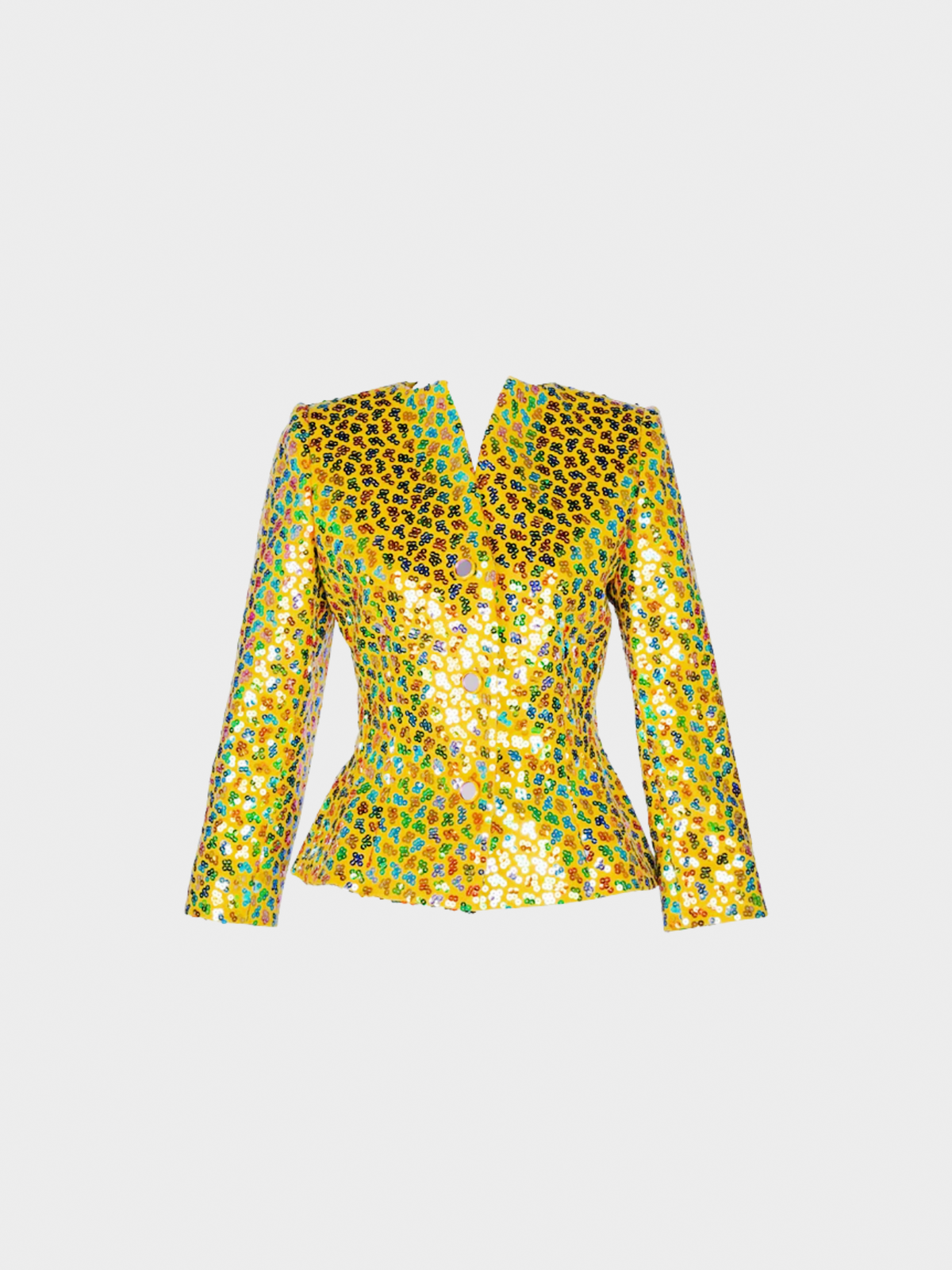 Givenchy 1980s Yellow Wool Multicoloured Sequin Jacket