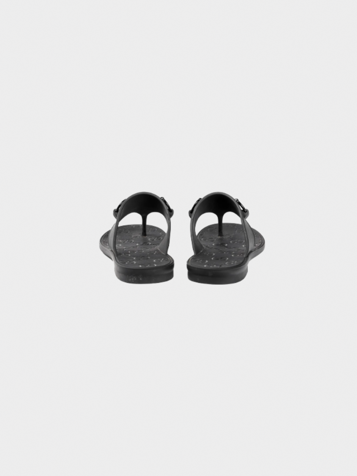 Gucci 2020s Black Rubber Horsebit Thong Sandals