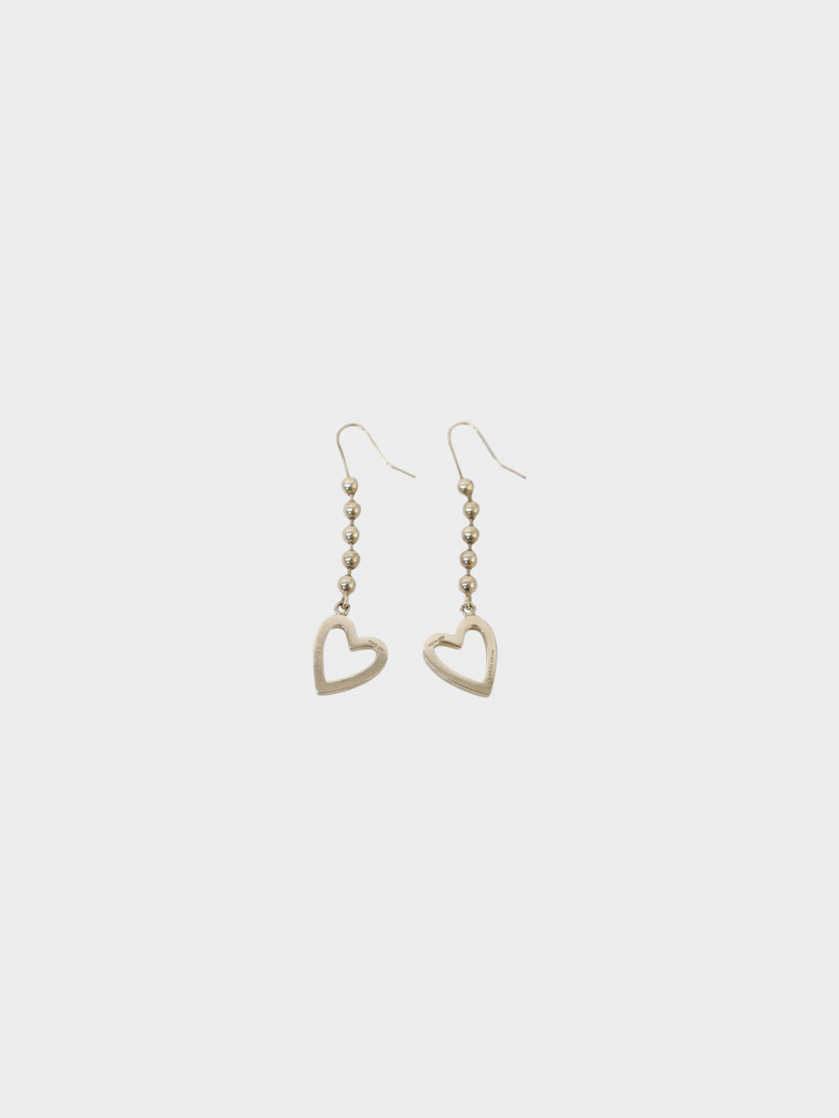 Gucci 2000s Silver Heart Ball Chain Earrings
