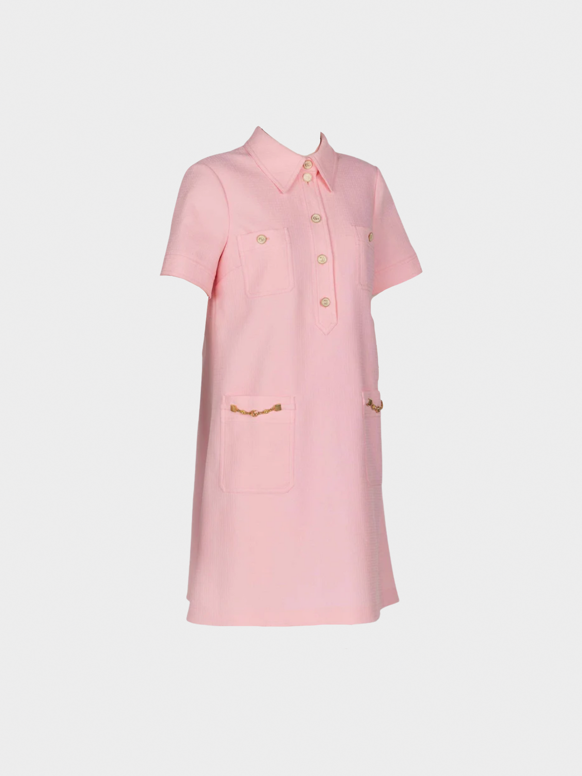 Gucci 2021 Pink Textured Chain Trim Mini Dress