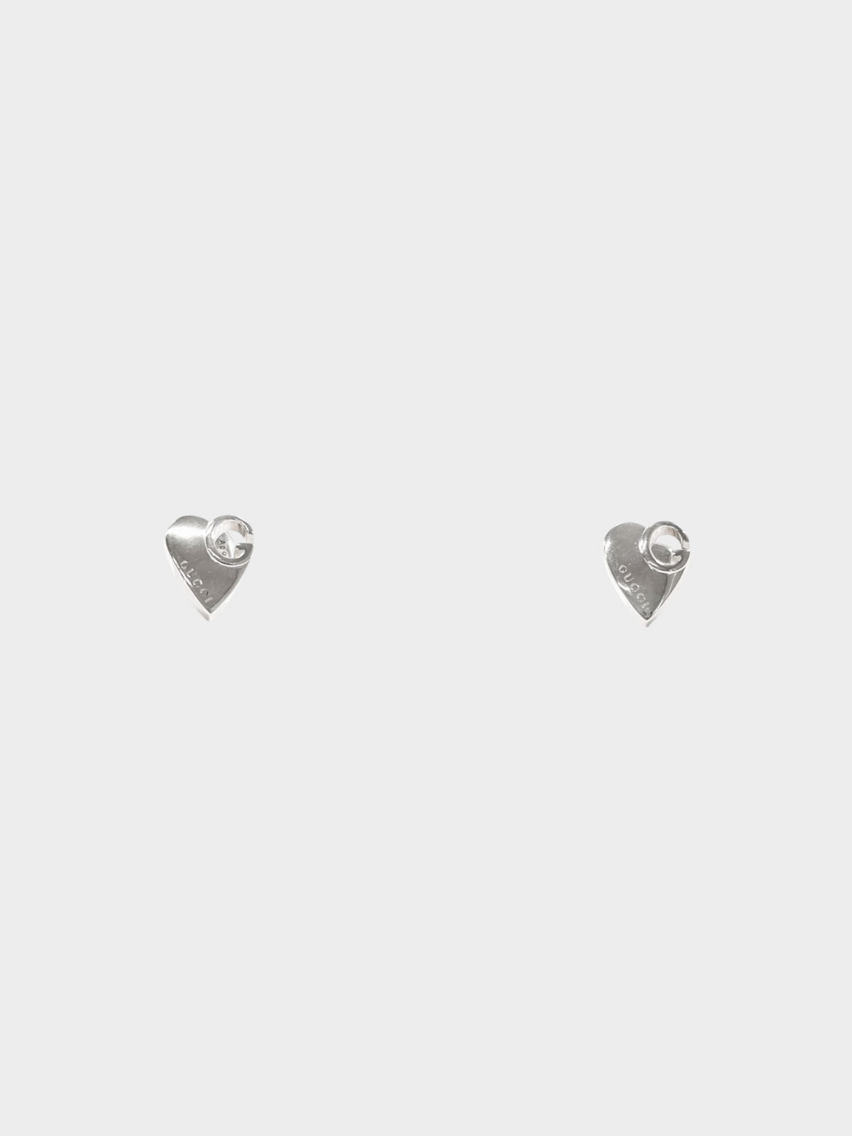 Gucci 2000s Silver Heart Stud Earrings