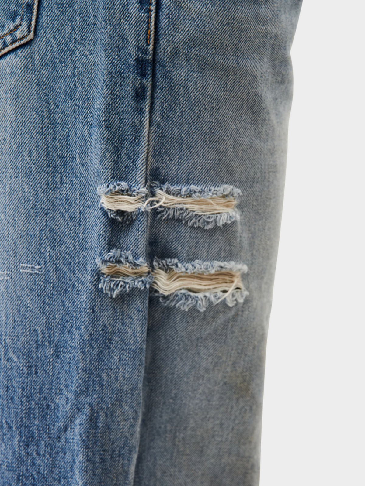 Gucci by Tom Ford SS 1999 Blue Denim Geometric Waistband Jeans