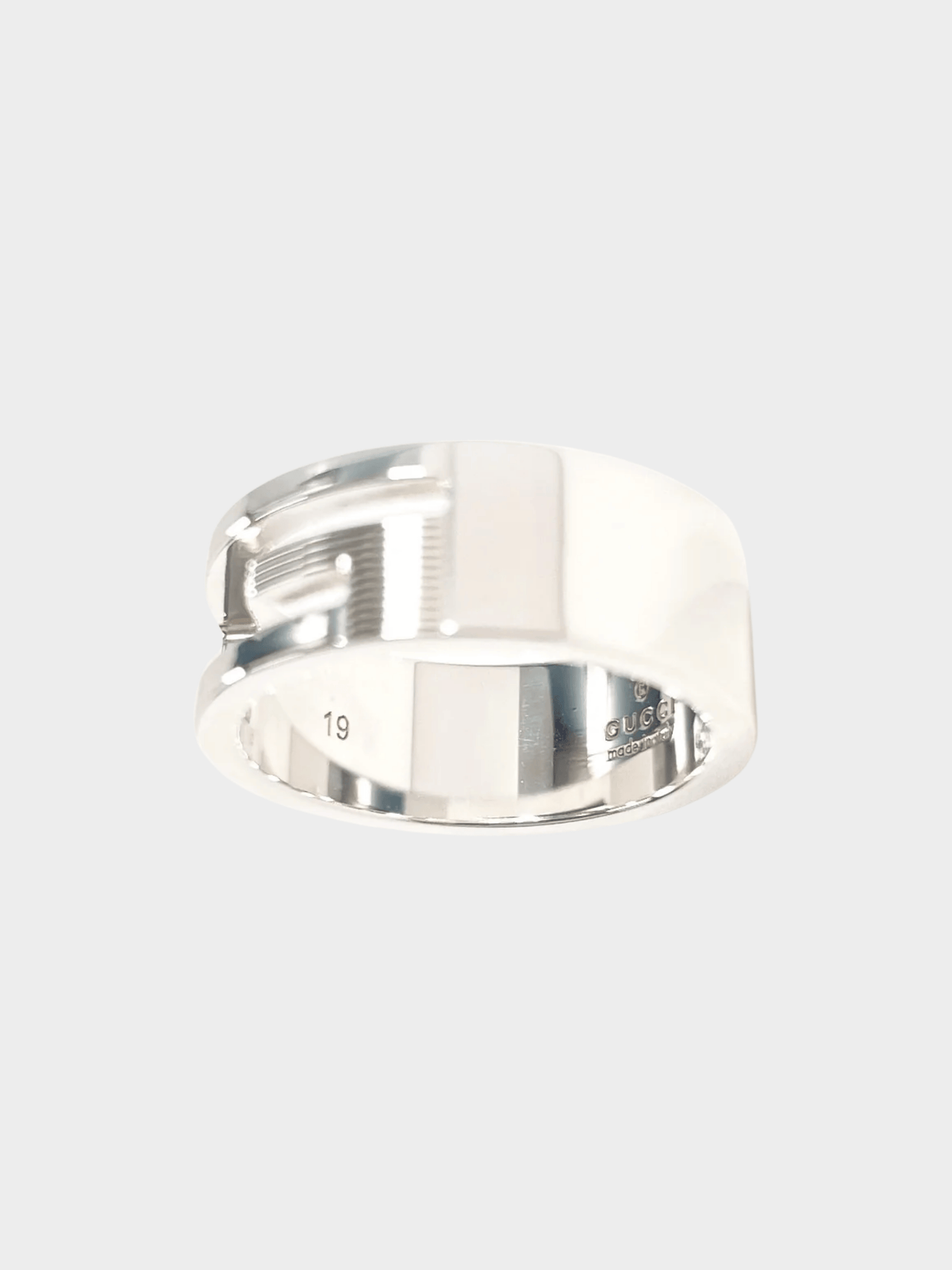 Gucci 2000s Men's Silver Logo Cutout Ring