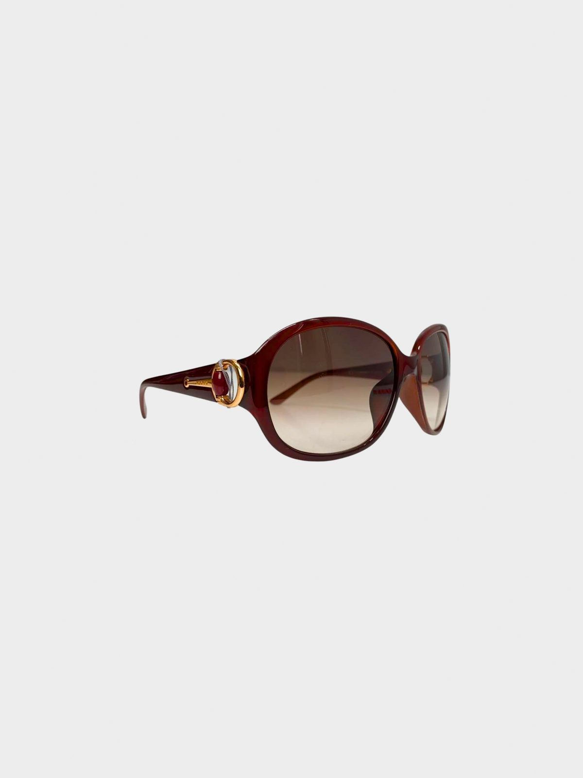 Gucci 2000s Brown Frame Gradient Tint Horsebit Sunglasses