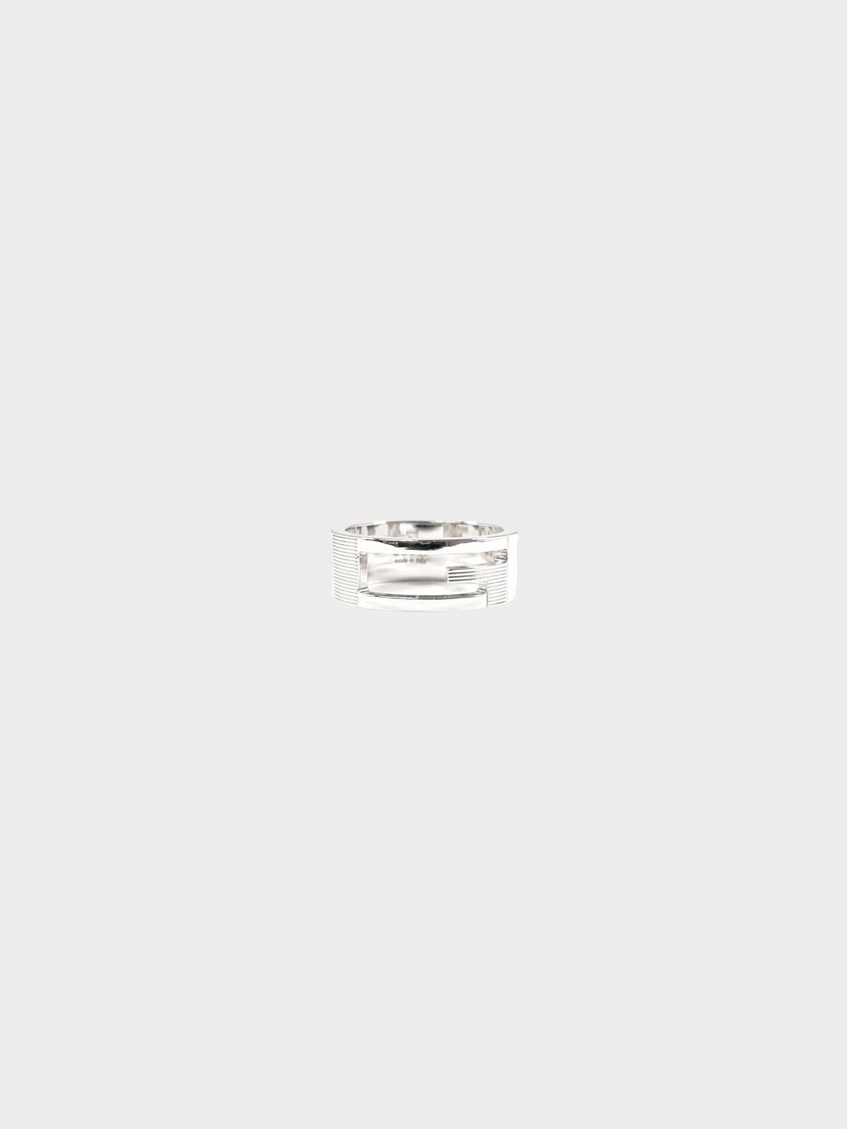 Gucci 2000s Men's Silver Logo Cutout Ring