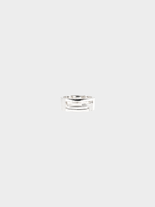 Gucci 2000s Men's Silver Logo Cutout Ring