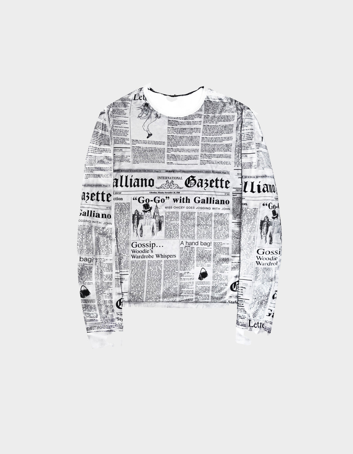 John Galliano 2000s Grey Gazette Longsleeve Shirt