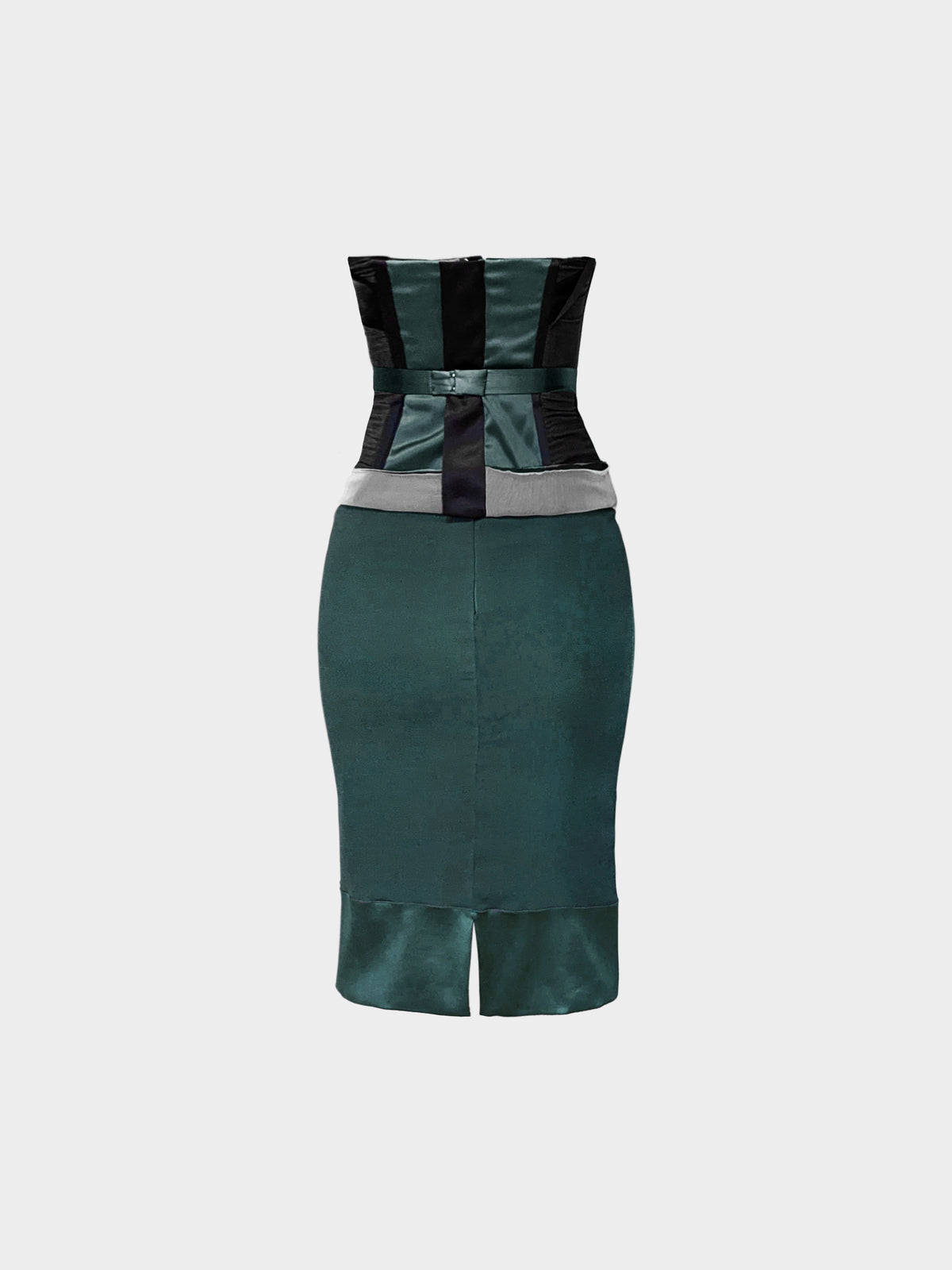 Stella McCartney FW 2003 Green and Grey Runway Strapless Corset Dress
