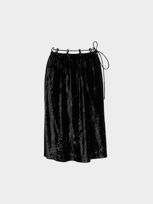 Gucci FW 1999 Runway Black Velvet Midi Skirt