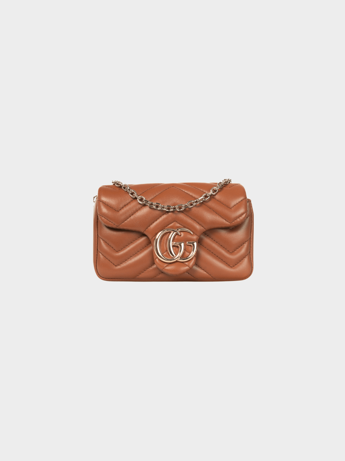 Gucci 2010s GG Marmont Brown Chevron Mini Shoulder Bag