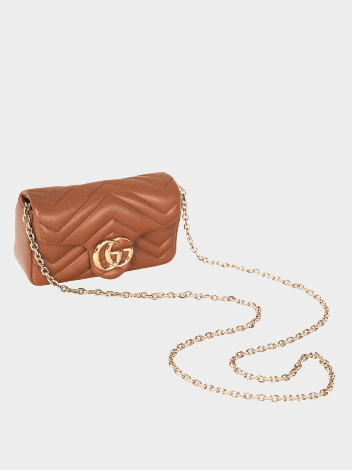 Gucci 2010s GG Marmont Brown Chevron Mini Shoulder Bag