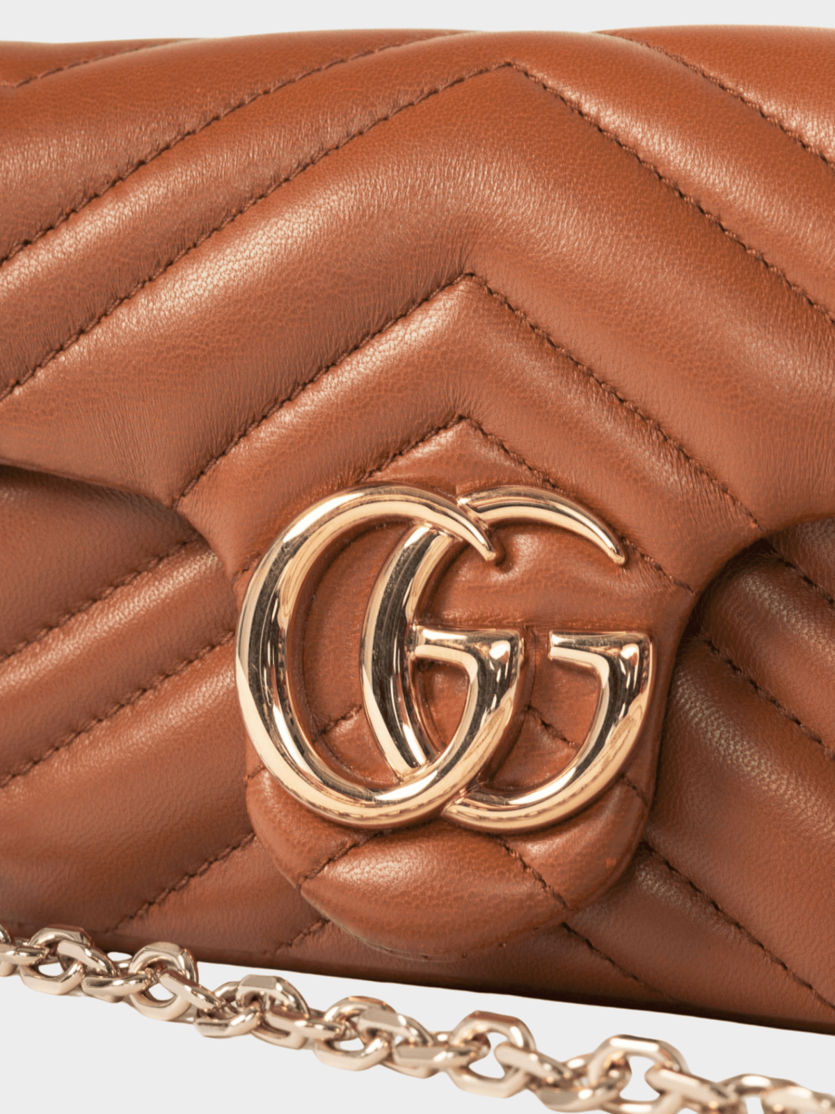 Gucci 2010s GG Marmont Brown Chevron Mini Shoulder Bag