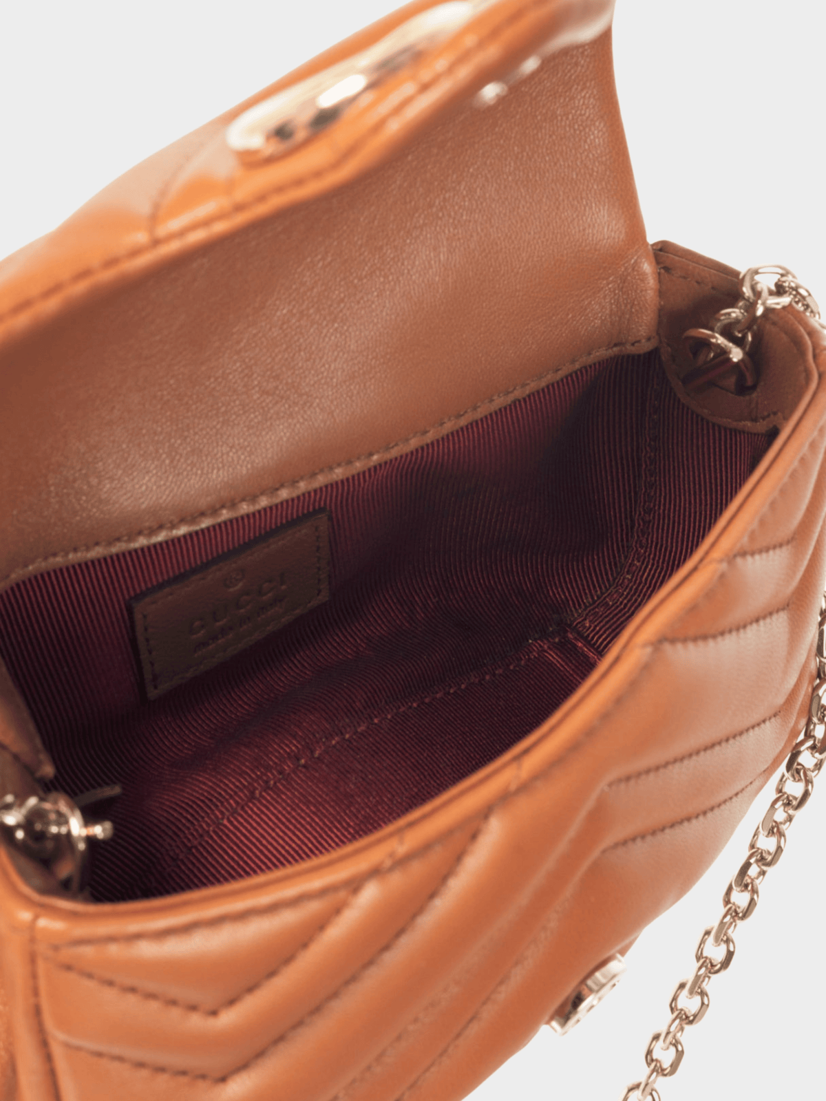 Gucci 2010s GG Marmont Brown Chevron Mini Shoulder Bag
