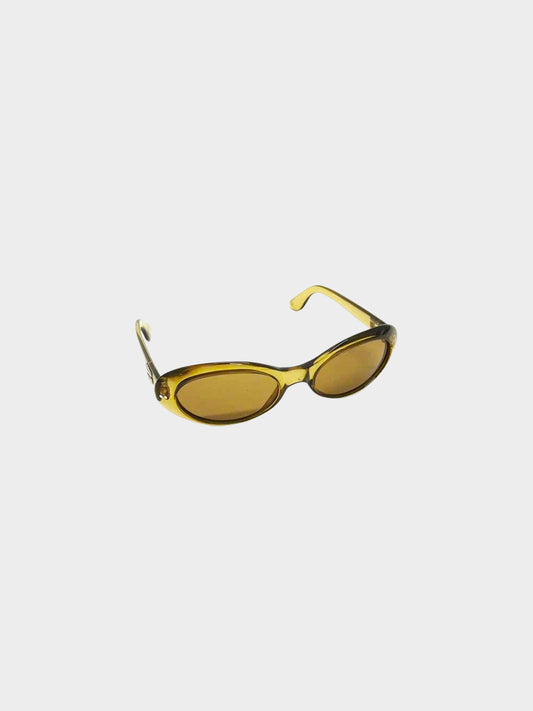 Gucci 1990s Khaki Translucent GG Oval Sunglasses