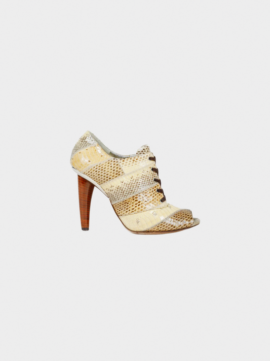 Dolce and Gabbana 2000s Alligator Peep-Toe Lace-Ups